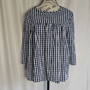 Blue and White Smocked Blouse